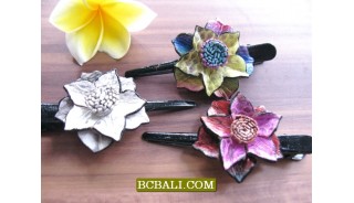 hair slides accessories made from leather flowers